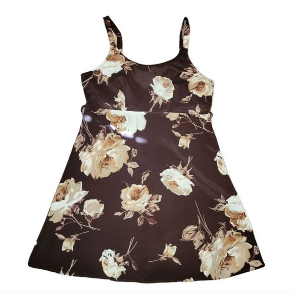 Vintage Joule polyester brown floral mini dress. - Picture 4 of 16